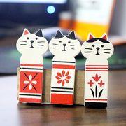 3個セット  木製クランプ   かわいい   猫の形   クリップ   可愛い 猫 雑貨
