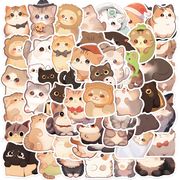50枚 かわいいねこ 猫 ステッカー 手帳素材  動物ステッカー 防水 装飾ステッカー   猫雑貨
