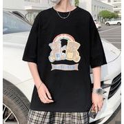 2022春夏新作 メンズ 男 カジュアル 半袖 丸首 プリント トップス Tシャツ インナー 5色 M-3XL