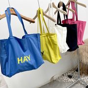 ★全5色★　大容量トートバッグ　HAY　英文字ショッピングバッグ　旅行バッグ　韓国ファッション　