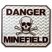 GB76906 Embossed Tin Plaque DANGER MINEFIELD