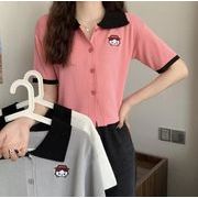 2022春夏新作 レディース 女 半袖 ニット ポロシャツ Tシャツ トップス インナー  カットソー 3色