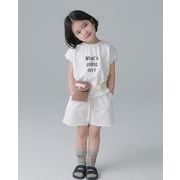 キッズ服     韓国風子供服    無袖シャツ+パンツ   2点セット