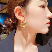 シルバーピン 誇張された幾何学的なイヤリング 韓国ファッションのイヤリング
