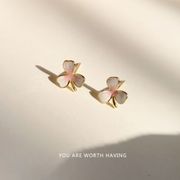韓国ファッション 銀針 金メッキ 雫釉 花のイヤリング 甘いイヤリング