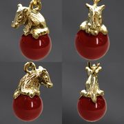 干支ストラップ 亥（い） カーネリアン◆10mm玉◆