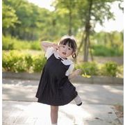 子供用のスカート 半袖 キッズ 韓国子供服 ワンピース ワンピース 2024夏新作  偽2件 小香風  90-140