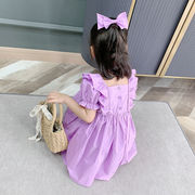 サマードレス2024新しい女の子のパフスリーブの韓国語バージョンプリンセススカート小さな女の子のスカート