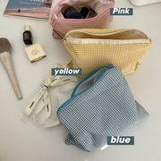 格子縞のコスメティックバッグの韓国語版シンプルな大容量ポータブル収納バッグ