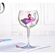 クーポン使用可能 早い者勝ち ワイングラス 彩色描写 大人気 フラミンゴ ハイフット杯 デザインセンス