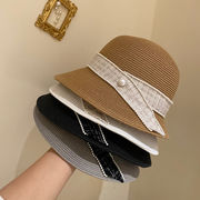 5色 パール 麦わら帽子 夏 レディース 紫外線対策 日よけ帽 折り畳み可能 サンバイザー