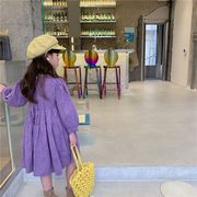 子供服 ワンピース キッズ 女の子 長袖ワンピース フリル 無地 春服 韓国子供服 子供ドレス dress