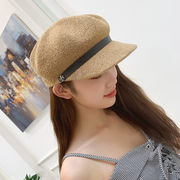 夏の麦わら帽子 ファッションキャップ 八角形の帽子 気質画家の帽子 手作りの通気性のある麦わら帽子