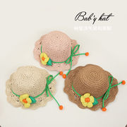 韓国の同じかわいい花の子供の麦わら帽子夏の新しい甘い王女の赤ちゃんの帽子