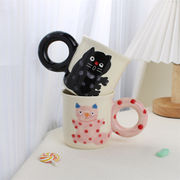 早く買いに来てください 誕生日プレゼント 可愛い 手描き猫 マグカップ 牛乳カップ 朝食カップ