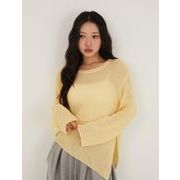 【韓国ファッション】2024年夏新作　ミルク　アンバランス　スリット　ニット　トップス