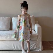 【2024夏新作】韓国風子供服 キッズ    ワンピース  袖 なし   スカート     カジュアル    90-150cm