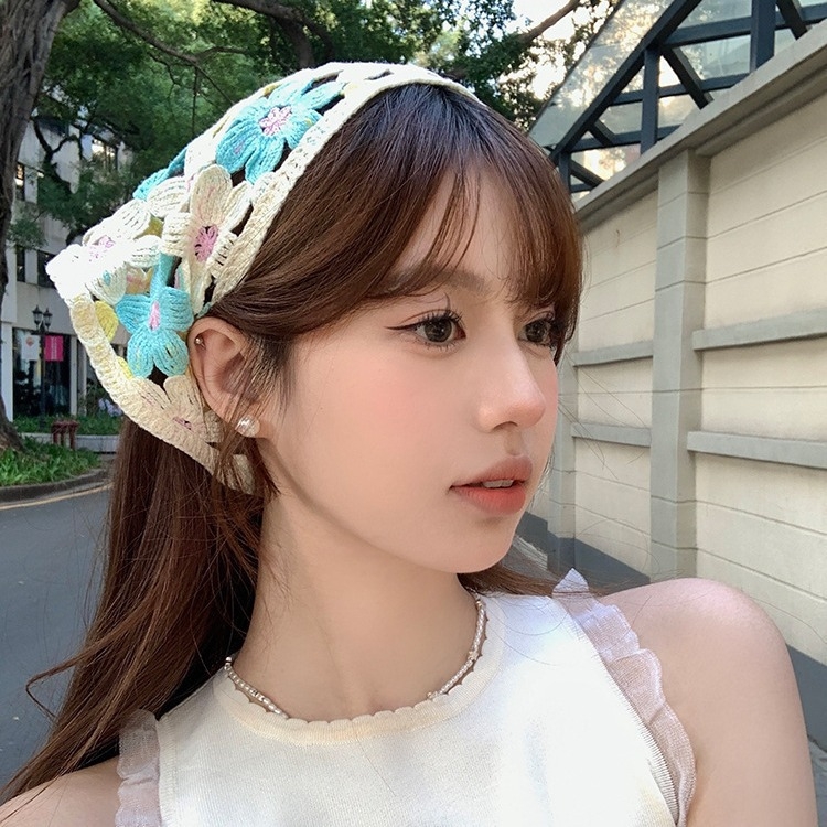 三角スカーフ　ヘアバンド　フラワー　花柄　かわいい　INS　春夏　韓国ファッション