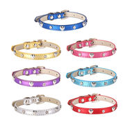 ペットの首輪、光沢のある革の首輪、利用できる7色、ペットベルカラー、猫の首輪、犬の首輪