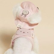 【2024春新作】 ペット 帽子 チェック柄 小型犬ペット ハット クマロゴ 可愛い 韓国風 耳上げ 5色