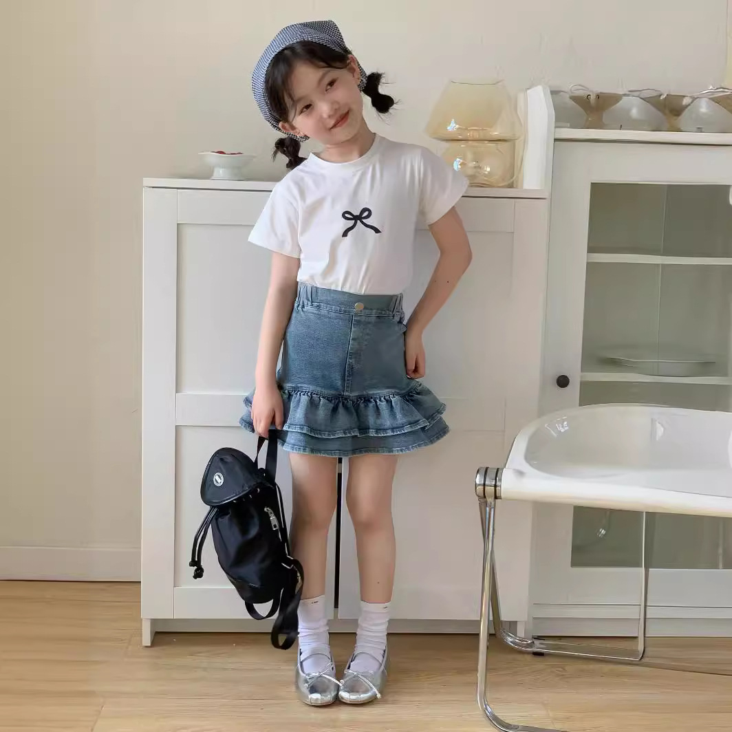 子供服　90~150cm　キッズフリルデニムスカート　マーメイド　韓国キッズ服