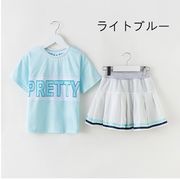 Tシャツ 女の子 半袖 子供服 韓国 夏 新作 2点セット プリーツスカートセット