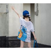子供服 女の子 Tシャツ ワンピース キッズ 親子ペア 韓国子供服 ジュニア 夏 半袖 ロングT