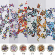 ネイルアートアクセサリー、カラフルな蝶のピース、50の混合木材パルプピース、ネイルステッカー