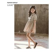 子供服　女の子　ワンピース 薄手　夏着　オシャレ　半袖　膝上丈　お嬢様　カワイイ　シンブル　柔らか