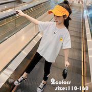 韓国子供服 セットアップ 花柄 フラワー tシャツ+パンツ ストレッチ レギンス ロングパンツ 夏 半袖