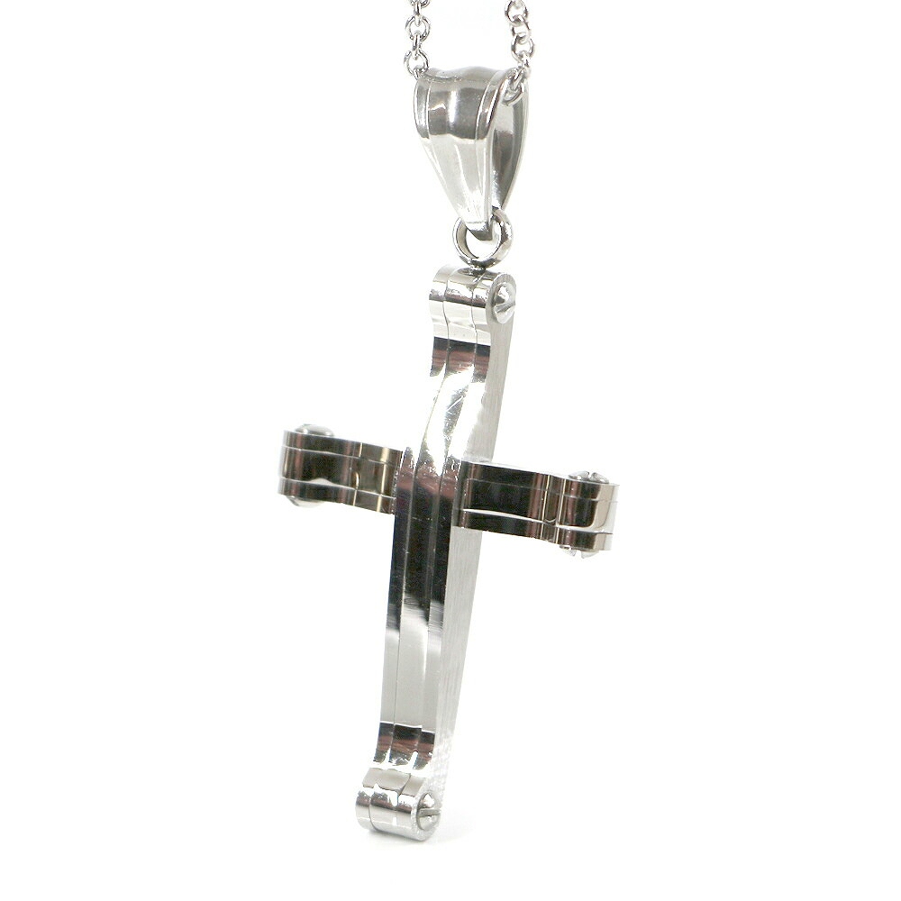ステンレス ネックレス クロス 十字架 バイオリンネック シルバー レディース メンズ アクセサリー