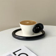 新しいデザイン 大容量 マグカップ ボタンカップ皿 宴会場 コーヒーカップソーサー セラミックカップ
