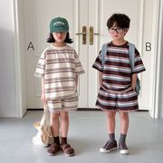 子供服　90~150cm　ボーダー柄　キッズTシャツ＋パンツ　男女兼用　韓国キッズ服