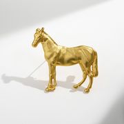 2色  シンプル 金属 馬のブローチ ゴールド  シルバー  動物のブローチ 馬のアクセサリー