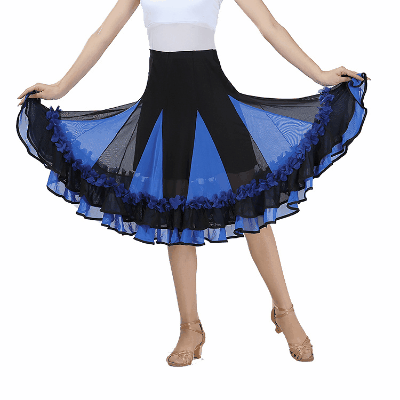 ベリーダンス インドダンス フラメンコ ロングスカート ラテンダンス 社交ダンス 花フラワー フリル 6色