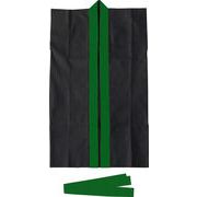 ロングハッピ不織布　黒（襟緑）　Ｓ