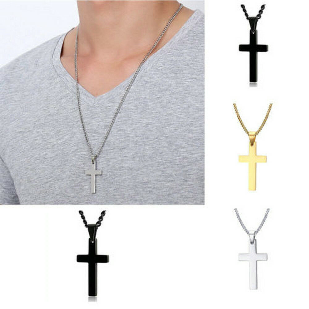 シンプルな十字架ステンレスネックレスファッション服装アクセサリー男女カップルネックレス