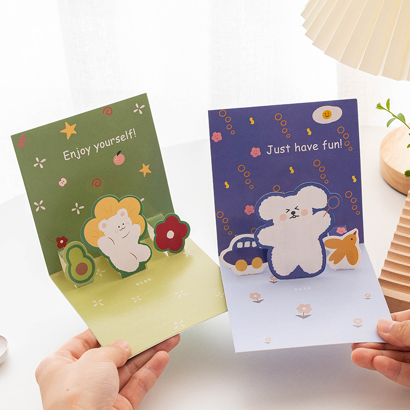 創造的な韓国のかわいいバースデーカード小さなカード立体DIY手作り子供ギフト手書きの祝福
