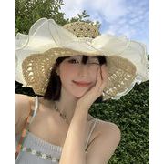 女性らしさ高まる存在感 麦わら帽子 夏 紫外線対策 uvカット 小顔対策 レディース サンバイザー