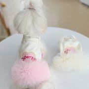 【2024夏新作】 犬服 ペット服 ワンピース 韓国風 ドッグウェア 犬猫兼用 ワンちゃん用 きれいめ チュール
