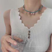 ファッションネックレスシンプルな小さな新鮮な女性の花のネックレスチューリップバタフライステッチ鎖骨
