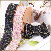 【3色】リボンテープ スパンコールチェック ラッピング プレゼント ギフト 布小物 服飾 花束包装 手芸材料