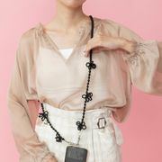 ショルダー携帯ストラップ　 ビーズ　花　韓国ファッション　デザイン