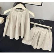 2024新作 韓国風  ベビー服  子供服 女の子  袖なしトップス+ショートズボン  2点セット 90-140cm