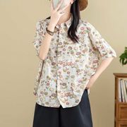 【2024春夏新作】 花柄デザインシャツトップスおしゃれカジュアル