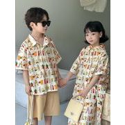 2024夏新作 韓国風子供服 男女兼用 Tシャツ ワンピース 2点セット  2色 90-150cm