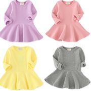 韓国子ども服 ワンピース 長袖 スウェット 女の子 可愛い トップス お嬢様風  ジュニア キッズ用