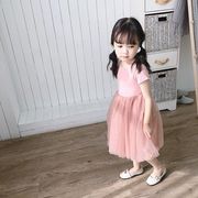 ワンピース 韓国子供服 子供ドレス ロング丈 夏 チュールスカート 半袖 リゾート 女の子 おしゃれ