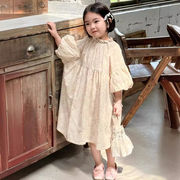 2024新作 韓国風  ベビー服  子供服  女の子 半袖ワンピース 90-140cm