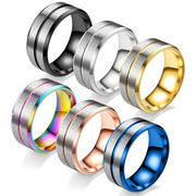 6色 8mm ステンレス鋼 指輪 ファッション チタン鋼 指輪 男性と女性 指輪 リング アクセサリー